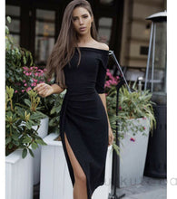 Load image into Gallery viewer, Off Shoulders Cocktail Long Slit Dress