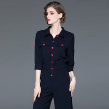 Load image into Gallery viewer, Lapel Cropped Sleeves Autumn Section Jumpsuit