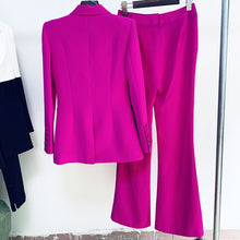 Load image into Gallery viewer, Single Button Blazer Flare Pants Suit
