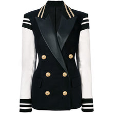 Load image into Gallery viewer, Stylish Blazer Varsity Jacket Leather Sleeve Patchwork