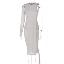 Load image into Gallery viewer, One Sleeve Hooded Knit Asymmetric Midi Dresses