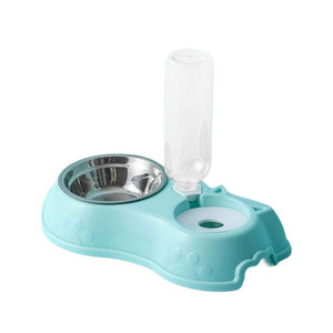 500ML Pet Stainless Steel Double 3 Bowl with water bottle
