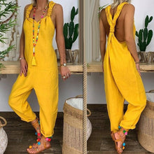 Load image into Gallery viewer, Bib Overall Sleeveless Backless Knotted Jumpsuit