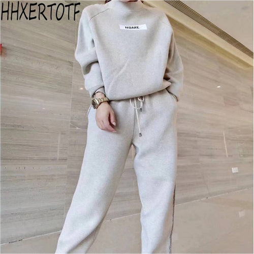 Knitted Sweater Pants Suit