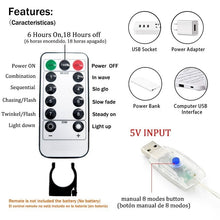 Load image into Gallery viewer, LED String Lights /Christmas Decoration Remote Control USB