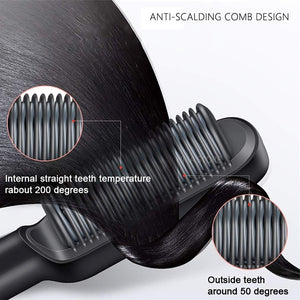 Unisex Hair Straightener Men Beard Comb Tourmaline Ceramic