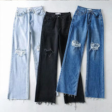 Load image into Gallery viewer, Flare Floor Ripped Jeans