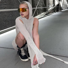 Load image into Gallery viewer, One Sleeve Hooded Knit Asymmetric Midi Dresses