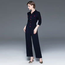 Load image into Gallery viewer, Lapel Cropped Sleeves Autumn Section Jumpsuit