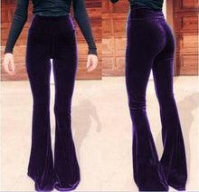 Load image into Gallery viewer, Velvet High Waist Flare Pants