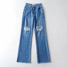 Load image into Gallery viewer, Flare Floor Ripped Jeans