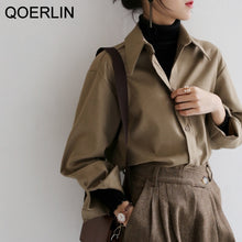 Load image into Gallery viewer, QOERLIN Coffee Blouse Loose Long Sleeve