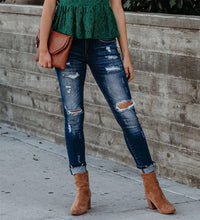 Load image into Gallery viewer, Boyfriend Hole Ripped Jeans