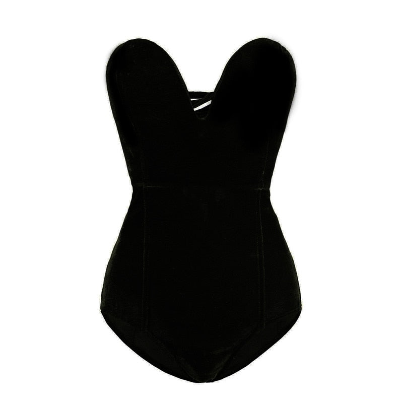 Strapless Velvet Bodysuit