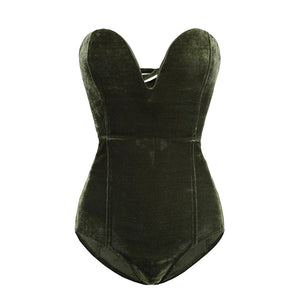 Strapless Velvet Bodysuit