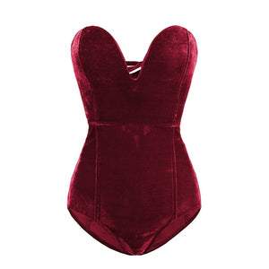 Strapless Velvet Bodysuit