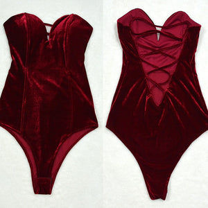 Strapless Velvet Bodysuit