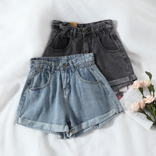 Load image into Gallery viewer, High Waist Loose Denim Shorts