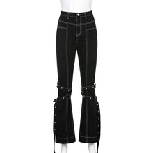 Load image into Gallery viewer, 90s Bandage Flare Black Jeans
