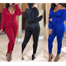 Load image into Gallery viewer, Off Shoulder Long Puff sleeve Jumpsuits