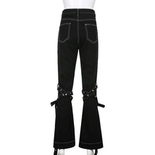 Load image into Gallery viewer, 90s Bandage Flare Black Jeans