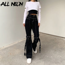 Load image into Gallery viewer, 90s Bandage Flare Black Jeans