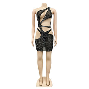 Sexy  Sequined Crystal Mesh Mini Dress