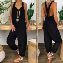 Load image into Gallery viewer, Bib Overall Sleeveless Backless Knotted Jumpsuit