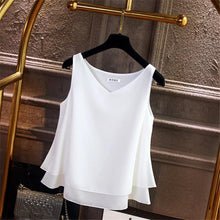 Load image into Gallery viewer, Sleeveless Chiffon Shirt Solid V-neck