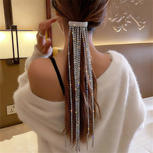 Load image into Gallery viewer, FYUAN Shine Full Rhinestone Hairpins for Women Bijoux Long Tassel Crystal Hair Accessories Wedding Banquet Jewelry