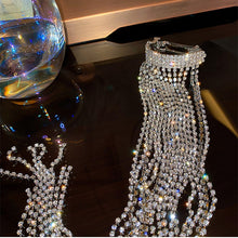 Load image into Gallery viewer, FYUAN Shine Full Rhinestone Hairpins for Women Bijoux Long Tassel Crystal Hair Accessories Wedding Banquet Jewelry