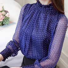 Load image into Gallery viewer, Long Sleeve Dot Lace chiffon blouse