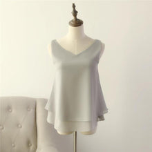 Load image into Gallery viewer, Sleeveless Chiffon Shirt Solid V-neck