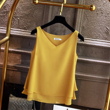 Load image into Gallery viewer, Sleeveless Chiffon Shirt Solid V-neck