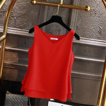 Load image into Gallery viewer, Sleeveless Chiffon Shirt Solid V-neck
